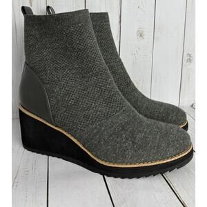 Sofft Elaina Sweater Knit Leather Ankle Boots 11M Gray